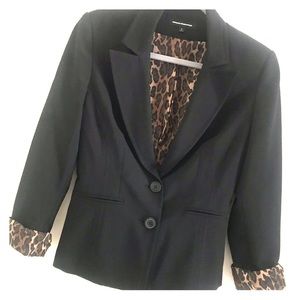 Express Suit Blazer Jacket Black and leopard sz 6